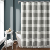 Lush Decor Tucker Stripe Yarn Dyed Cotton Knotted Tassel Shower Curtain 72 x 72