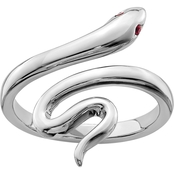 Rhodium Over Sterling Silver Lab Created Ruby Snake Toe Ring