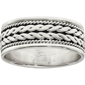 Sterling Silver Antiqued Rope Design Men's Ring