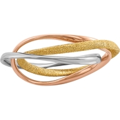 Rose Gold Over Sterling Silver and Rhodium Plated Intertwined Ring