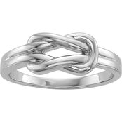 Sterling Silver Rhodium Plated Knot Ring