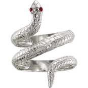 Sterling Silver Red Eye Crystal Snake Ring