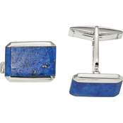 Sterling Silver Rectangle Lapis Cuff Links