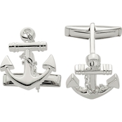 Sterling Silver Anchor with Dangle Rope Cufflinks