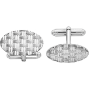 Sterling Silver Rhodium Plated Polished Cuff Links