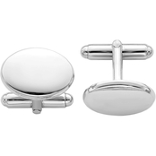 Sterling Silver Rhodium Plated Oval Cuff Links