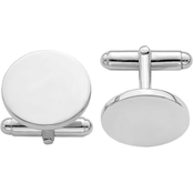 Sterling Silver Rhodium Plated Round Polished Cuff Links