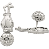 Sterling Silver Reversible Golf Clubs and Ball Cufflinks