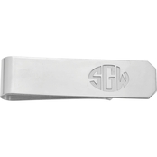 Sterling Silver Rhodium-Plated Recessed Letters Monogram Money Clip