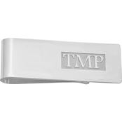 Sterling Silver Rhodium-Plated Raised Letters Monogram Money Clip