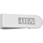 Sterling Silver Rhodium-Plated Raised Letters Monogram Money Clip