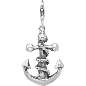 Sterling Silver Amore La Vita Rhodium Plated 3D Antiqued Anchor Rope Charm