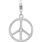 Sterling Silver Amore La Vita Rhodium Plated Large Peace Sign Charm