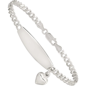 Sterling Silver with Heart Charm ID Bracelet