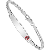 Girls Rhodium Over Sterling Silver Medical ID with Curb Link Bracelet
