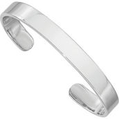 Kids Rhodium Over Sterling Silver Polished Cuff Bangle Bracelet, 4.5 in.