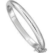 Sterling Silver Rhodium Plated Textured Child's Bangle