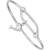 Sterling Silver Rhodium Plated Polished Dolphin Baby Bangle