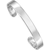 Rhodium Over Sterling Silver Polished Cuff Bangle