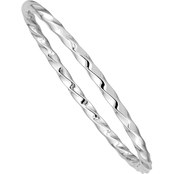 Rhodium Over Sterling Silver Polished Twisted Slip On Child's Bangle