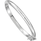 Sterling Silver Rhodium Plated Textured Child's Bangle