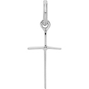Rhodium Over Sterling Silver Child's Polished Cross Charm