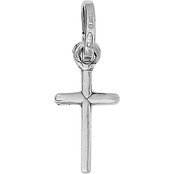 Rhodium Over Sterling Silver Cross Charm