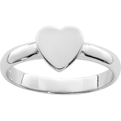 Sterling Silver and Rhodium Plated Heart Ring