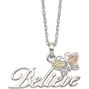 Sterling Silver and 12K Green and Rose Gold Butterfly Believe Necklace
