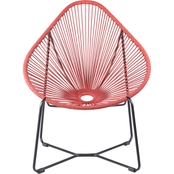 Armen Living Acapulco Indoor and Outdoor Steel Papasan Lounge Chair with Rope