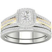 Sterling Silver with 14K Yellow Plating 3/8 CTW Diamond Bridal Set