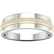 14K Yellow Gold Over Sterling Silver Diamond Accent Wedding Band