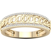 14K Yellow Gold Over Sterling Silver 1/8 CTW Diamond Men's Wedding Band
