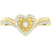 10K Yellow Gold 1/5 CTW Diamond Heart Ring Size 7