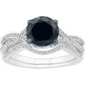 10K 2 CTW  Black and White Diamond Bridal Ring