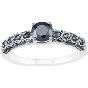 10K Gold 5/8 CTW Black Diamond Engagement Ring