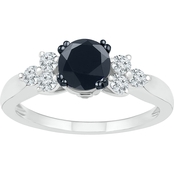 10K White Gold 1 1/4 CTW Black and White Diamond Engagement Ring