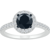 10K White Gold 1 1/2 CTW Black and White Diamond Engagement Ring