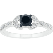 10K White Gold 3/8 CTW Black and White Diamond Engagement Ring