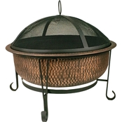 Global Outdoors 26.5 in. Round Brushed Bronze Vintage Fire Pit