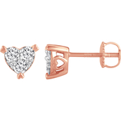 10K White Gold 1/2 CTW Round Diamond Composite Heart Stud Earrings