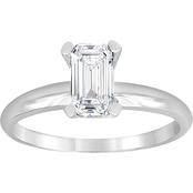 14K White Gold 1 ct. Emerald Cut Diamond Solitaire Ring