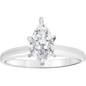 14K White Gold 1 ct. Pear Cut Diamond Solitaire Ring, I/ I2