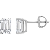 14K White Gold 3/8 CTW Emerald Cut Diamond Solitaire Earrings