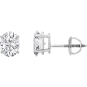 14K White Gold 3/8 CTW Oval Cut Diamond Solitaire Earrings