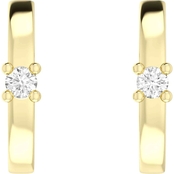 10K Yellow Gold Diamond Accent Miniature Huggie Earrings