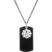 Stainless Steel Black Ion Plated Skull Dog Tag Pendant