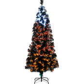 National Tree Company 6 ft. Black Fiber Optic Tree with Candy Corn Color Lights