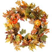 National Tree Company 24 in. Decorated Maple Leaf Wreath