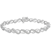 Timeless Love Sterling Silver 1 CTW Diamond Swirl Infinity Bracelet